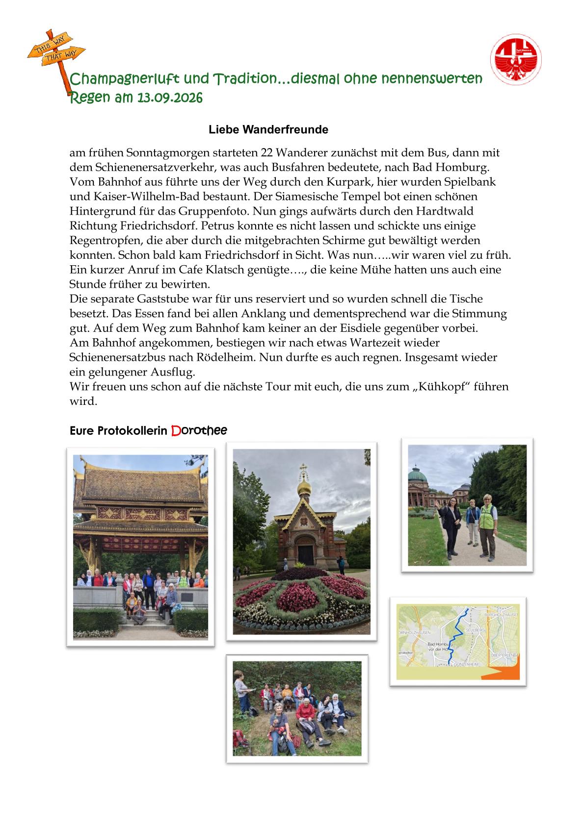 Bild und Abschlussbericht Bad Hombg. Friedrichsd. 13.09.2026